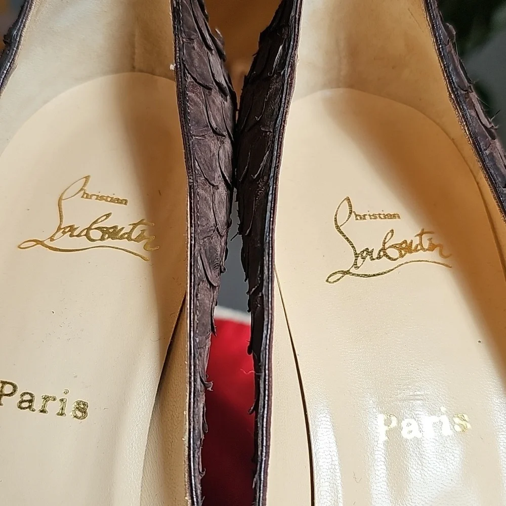 Louboutin Python Peep-Toe Heels - Picture 4 of 13